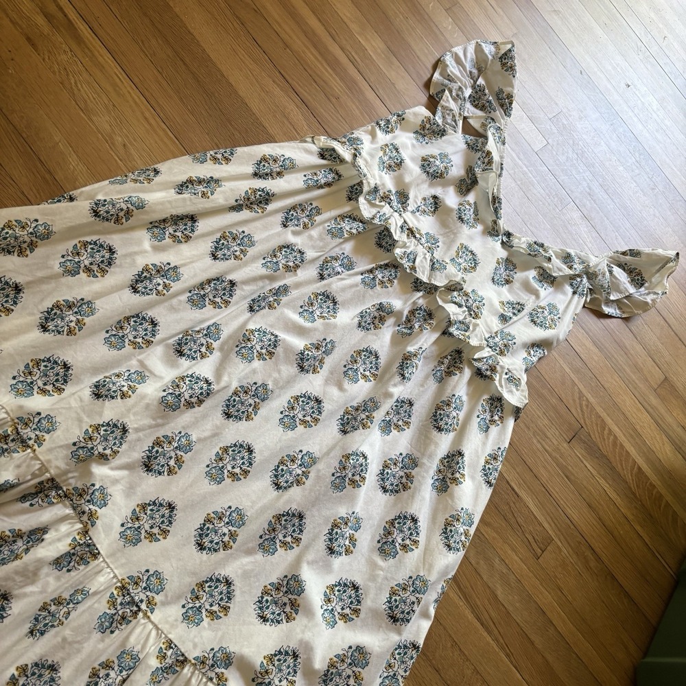 J. Crew Floral Maxi Dress Sleeveless Ruffle Women's 14 Cottagecore Praire Chic